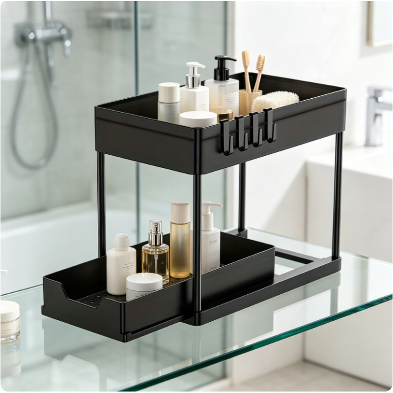 Home Goods Bathroom Cabinets - 2 Tier Under Sink Sliding Organizer