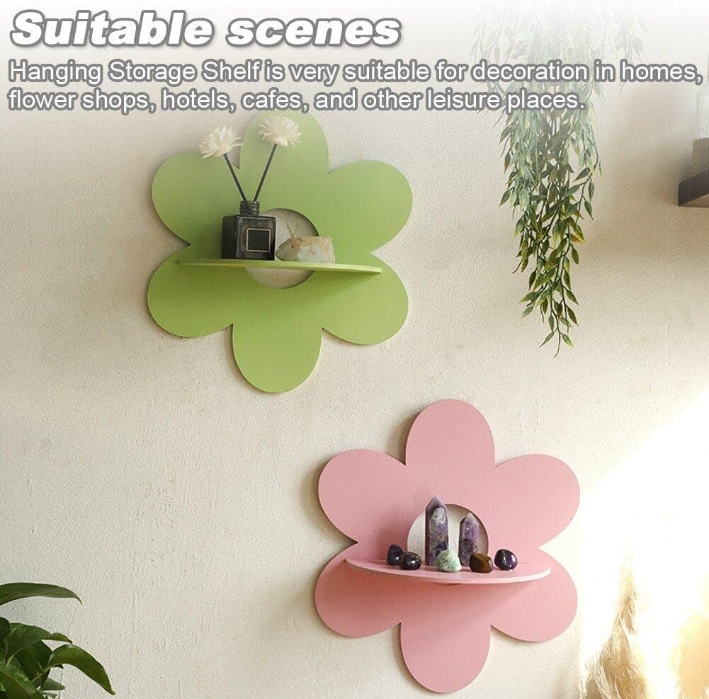 Home Bathroom Shelf - Flower Shape Wall Storage Holder Wooden