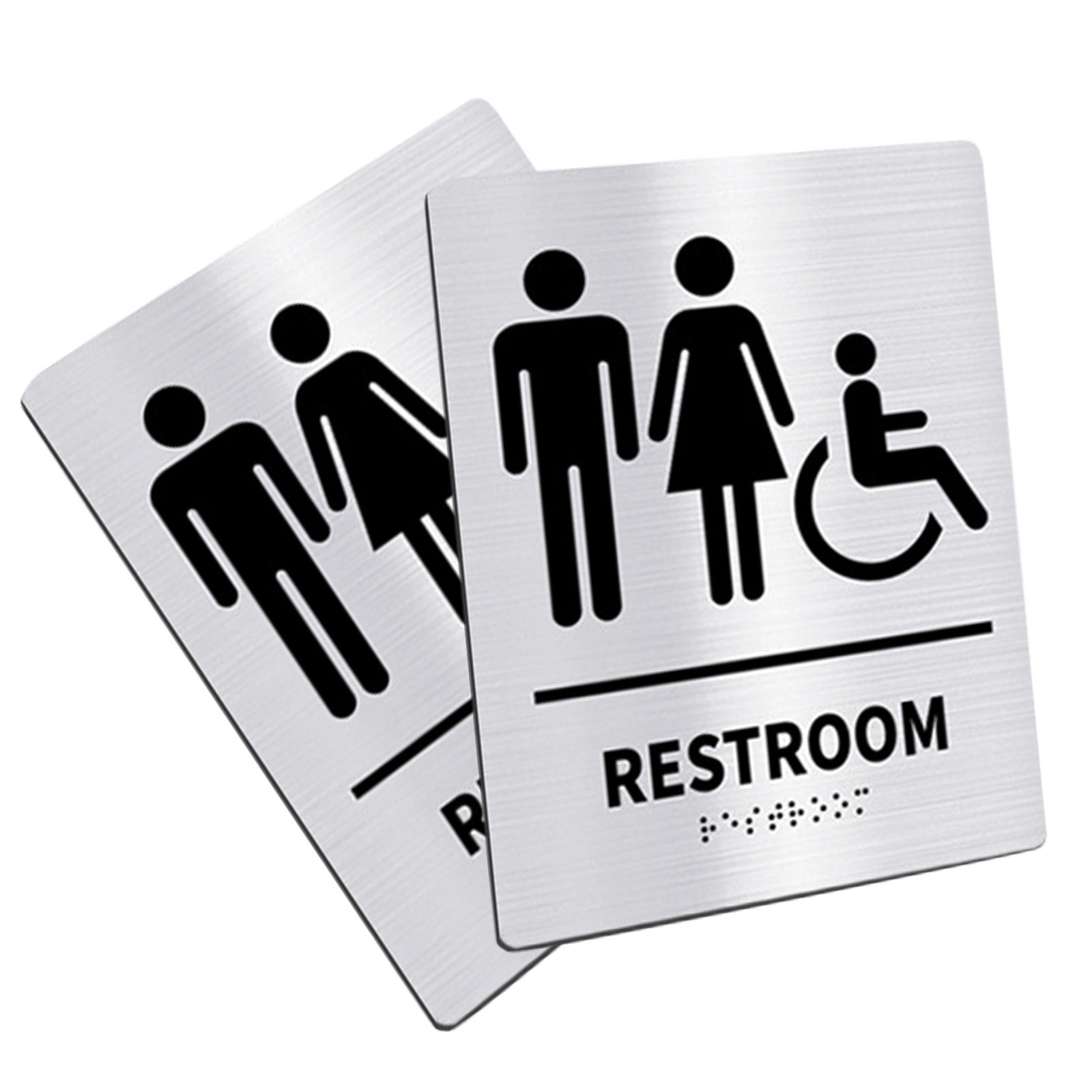 Home Bathroom Door - 2Pcs Restroom Sign Stainless Steel Braille