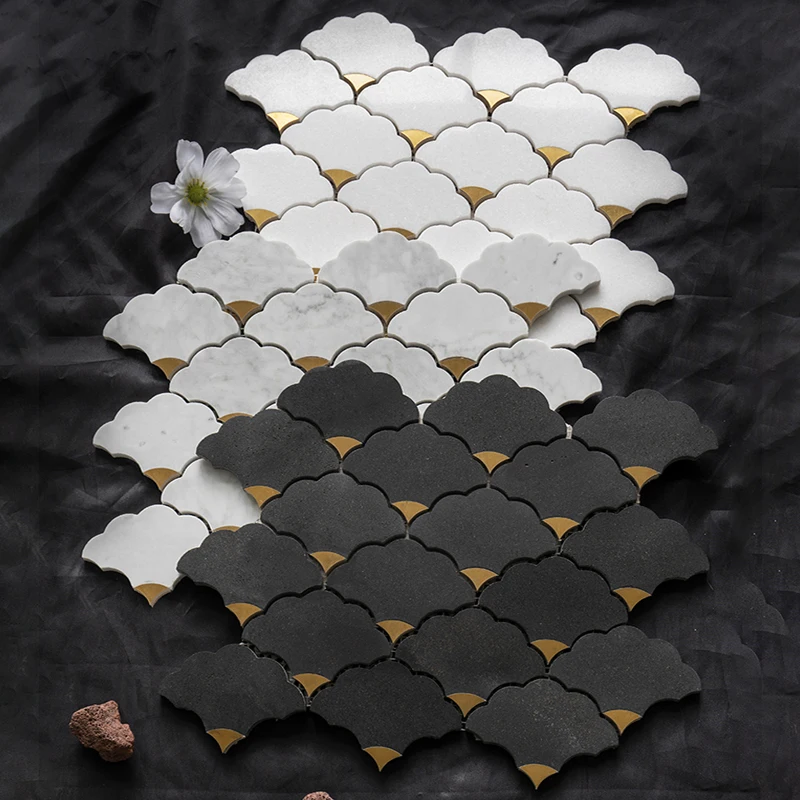 Home Bathroom Tiles Design - Natural stone water jet marble mosaic