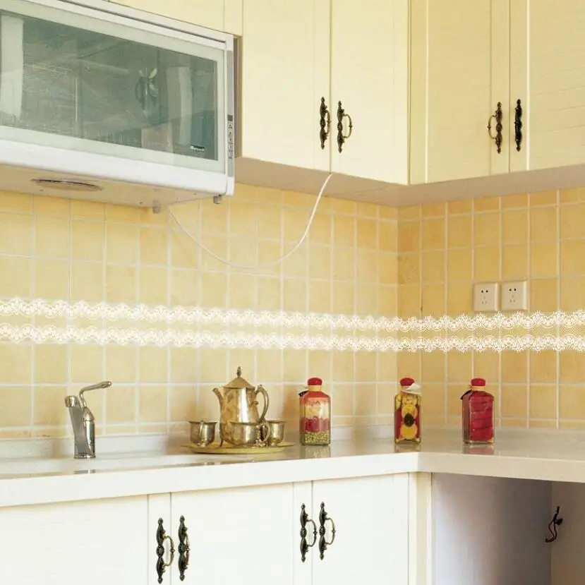 Home Bathroom Tiles Design - Sweet Lace Design Wallpaper Borders Sticker