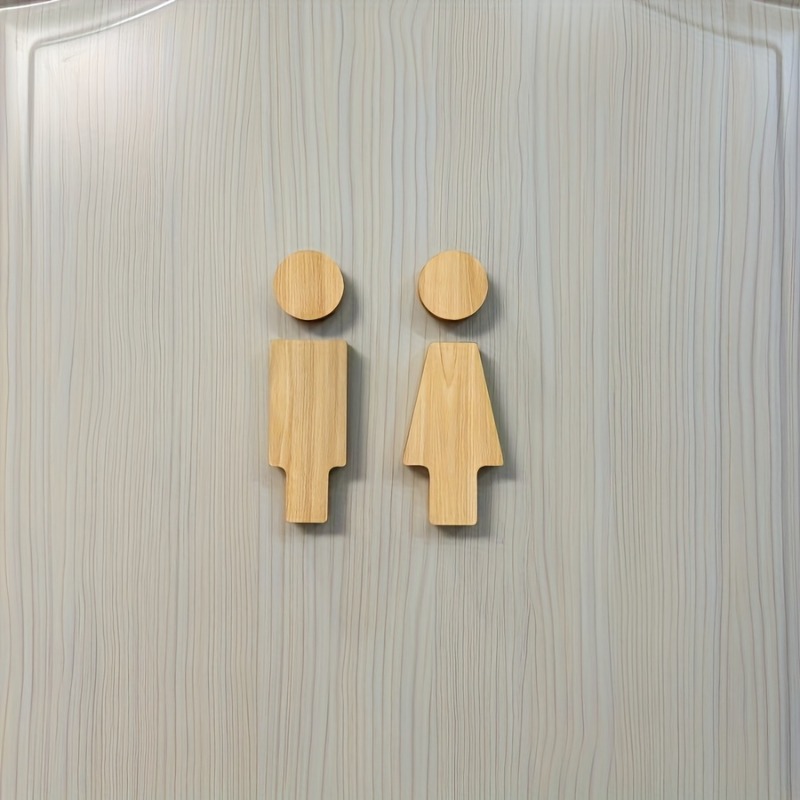2PCS Wooden Bathroom Sign for  - Home Bathroom Equipment recension och pris