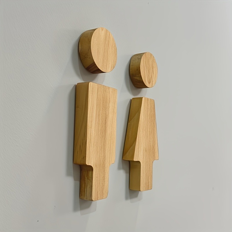2PCS Wooden Bathroom Sign for  - Home Bathroom Equipment recension och pris