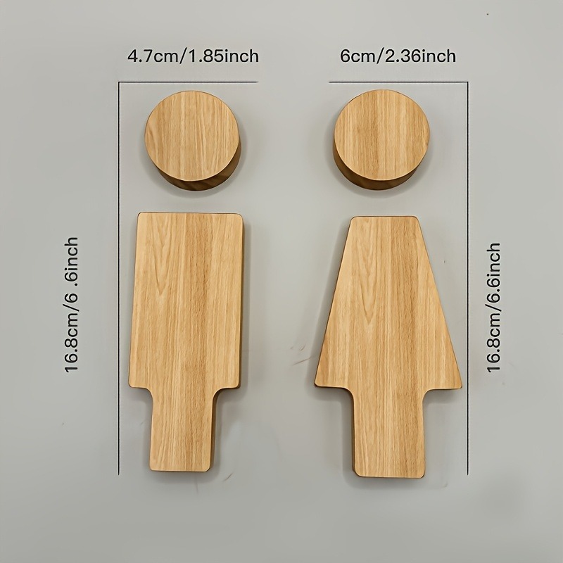 2PCS Wooden Bathroom Sign for  - Home Bathroom Equipment recension och pris