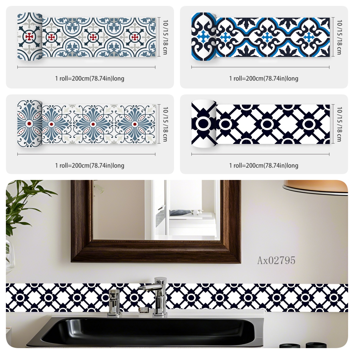 Boho Mediterranean Tile Border - Home Bathroom Tiles Design recension och pris