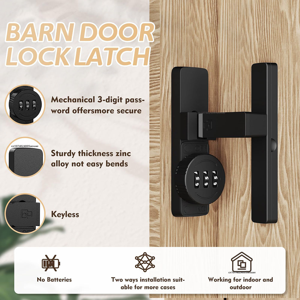 Security Barn Door Lock 3-Digi - Home Bathroom Door recension och pris