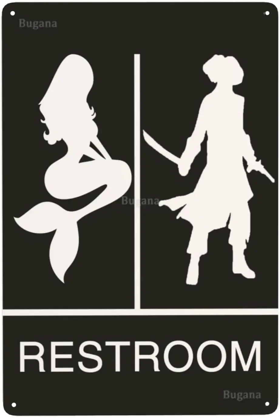 Mermaid Pirate Restroom Vintag - Home Bathroom Door recension och pris