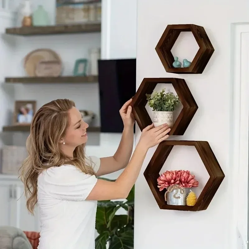 Latest Models Hexagon Floating - Home Bathroom Shelf recension och pris
