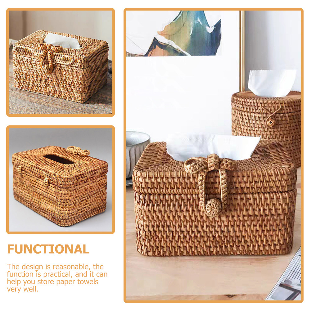 Natural Hand Woven Tissue Box  - Home Bathroom Paper Towel Dispenser recension och pris