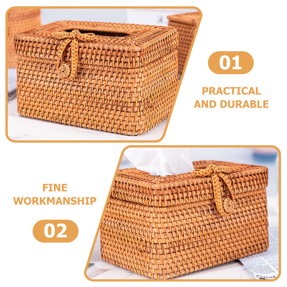 Natural Hand Woven Tissue Box  - Home Bathroom Paper Towel Dispenser recension och pris