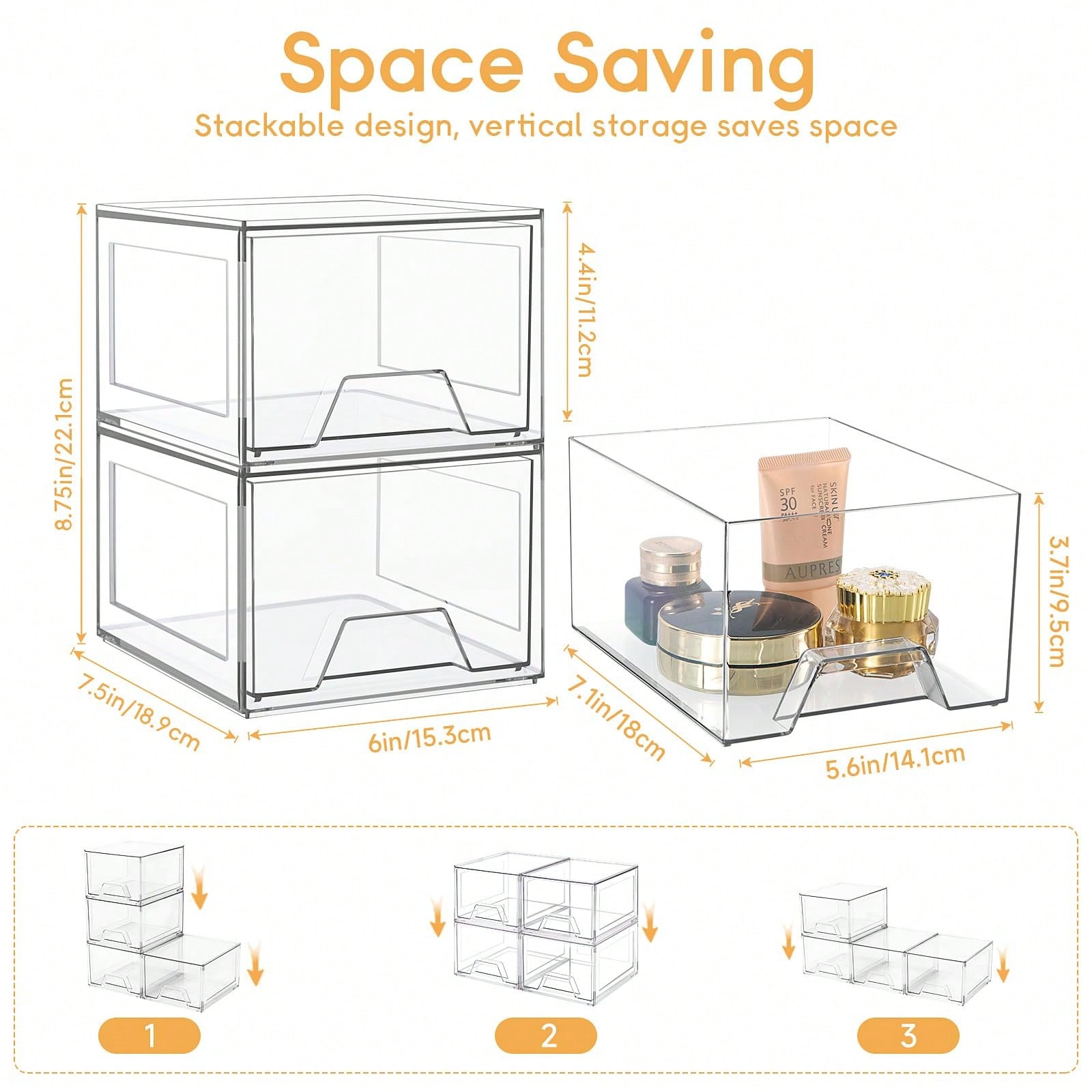 2/4 Pack Stackable Makeup Orga - Home Goods Bathroom Cabinets recension och pris