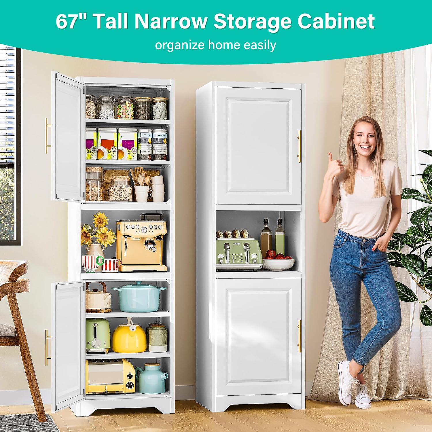 67 Inch Tall Narrow Storage Ca - Home Bathroom Door recension och pris