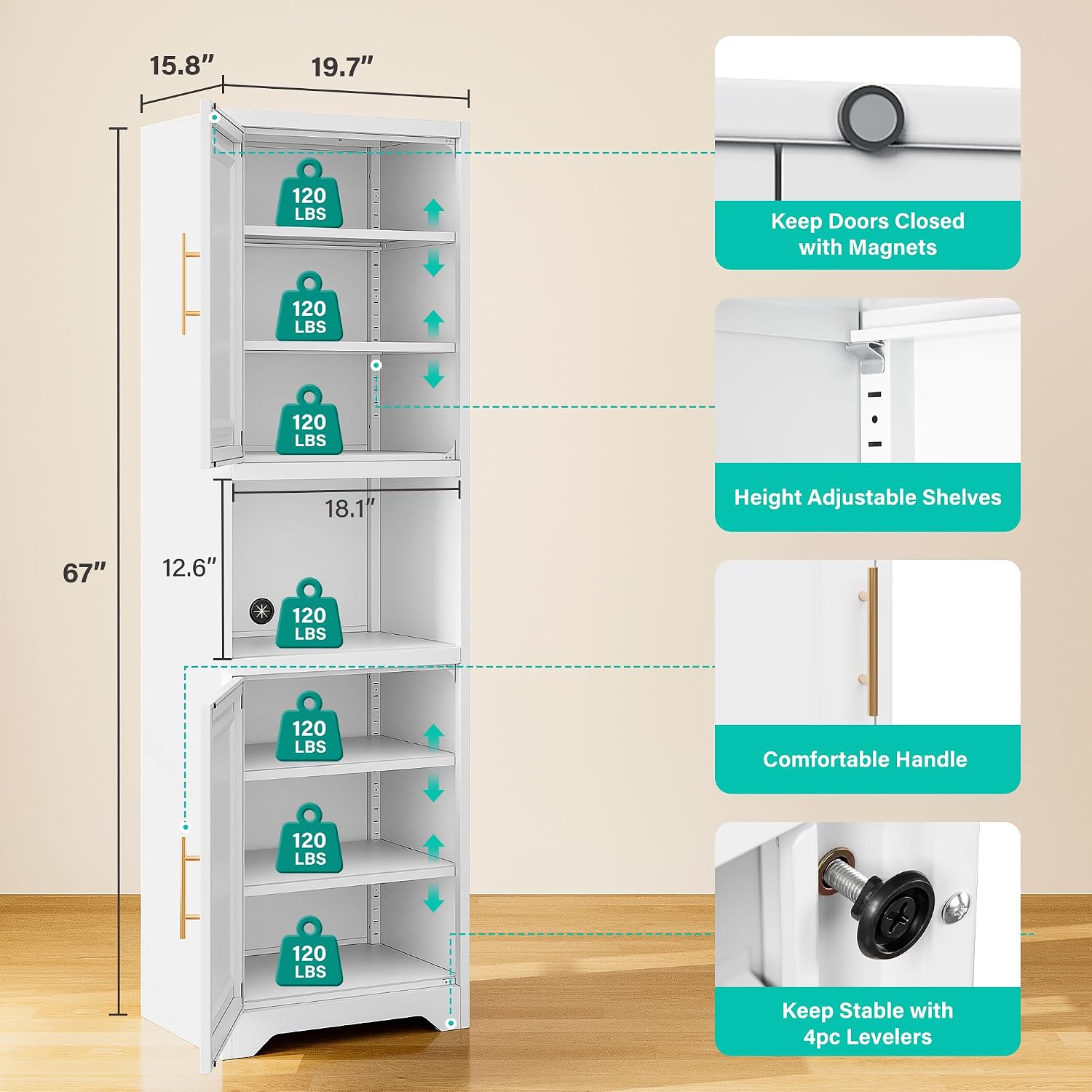 67 Inch Tall Narrow Storage Ca - Home Bathroom Door recension och pris