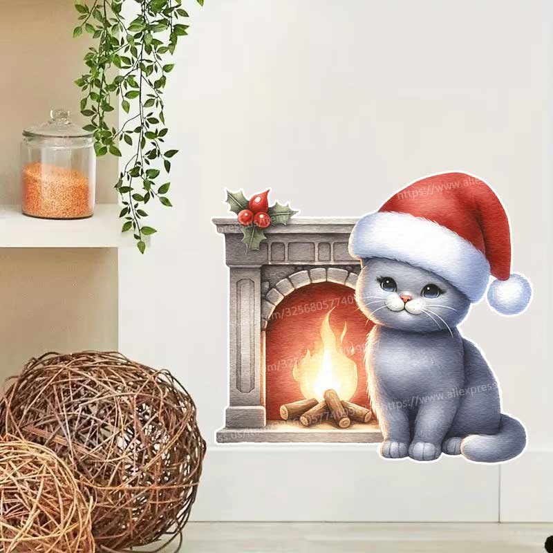 Christmas Cat Wall Sticker Bat - Home Bathroom Tiles Design recension och pris