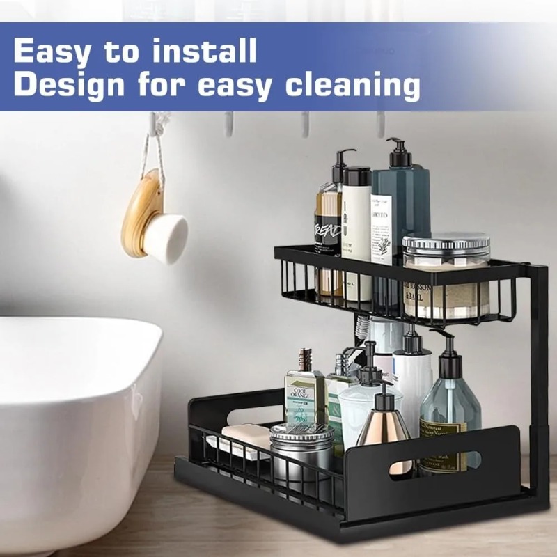 2 Tier Under Sink Organizer Pu - Home Goods Bathroom Cabinets recension och pris